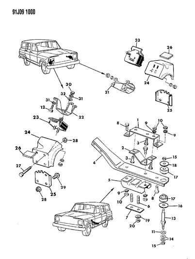 1991 Jeep Grand Wagoneer Engine Mounting Diagram