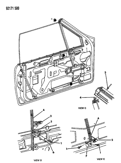 1992 Dodge Shadow Door, Front Diagram 3