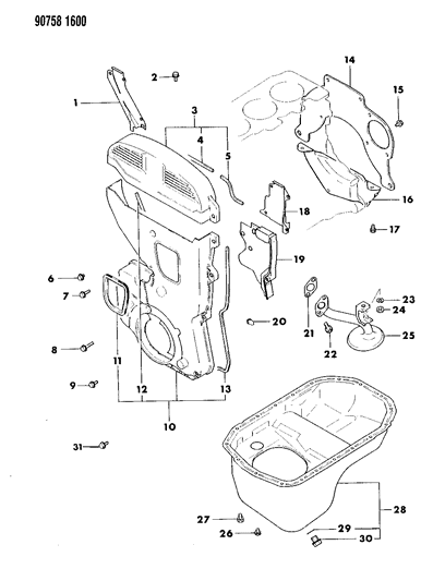 1990 Dodge Colt Gasket Ti Diagram for MD121986