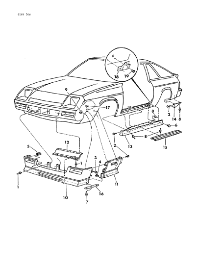 1984 Dodge Rampage Ground Effects Package - Exterior View Diagram