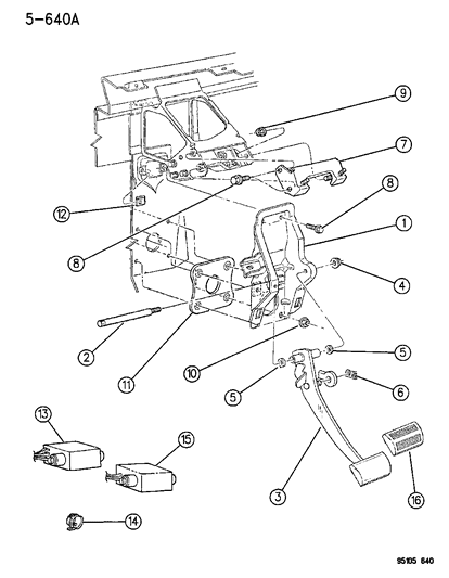 1995 Chrysler Town & Country Brake Pedal Diagram