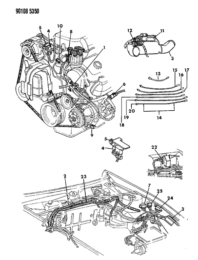 1990 Chrysler TC Maserati Wiring - Engine - Front End & Related Parts Diagram 1