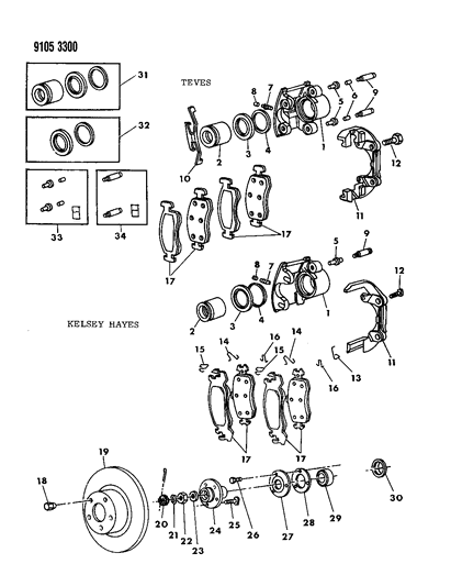 1989 Dodge Shadow Front Brake Rotor Diagram for 4383961