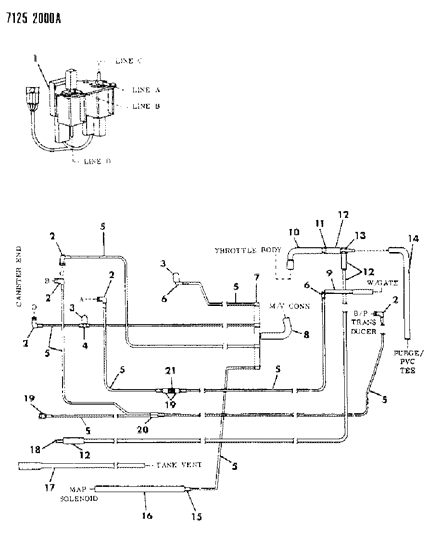 1987 Dodge Shadow EGR Hose Harness Diagram 3