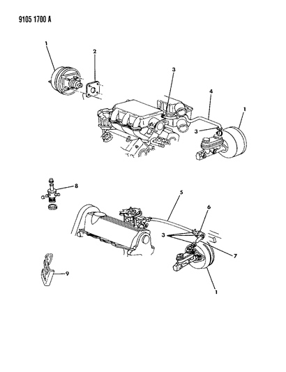 1989 Dodge Dynasty Booster, Power Brake Diagram