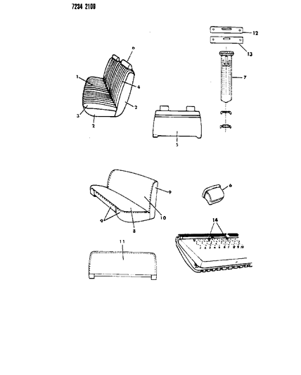 1987 Chrysler LeBaron Base Front Seat Diagram 3