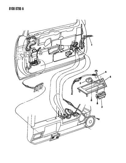 1988 Chrysler LeBaron Premium Wiring & Switches - Front Door Diagram