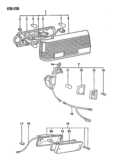 1989 Chrysler Conquest Lamps - Rear Exterior Diagram