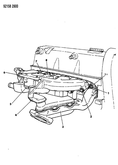 1992 Dodge Grand Caravan Manifolds - Intake & Exhaust Diagram 1