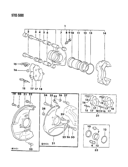 1989 Dodge Ram 50 Front Brakes Diagram