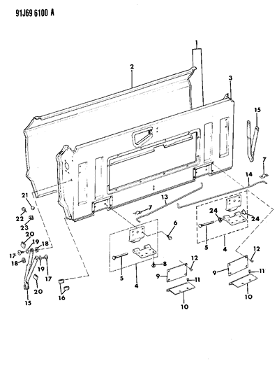 1991 Jeep Grand Wagoneer Tailgate & Hinges Diagram