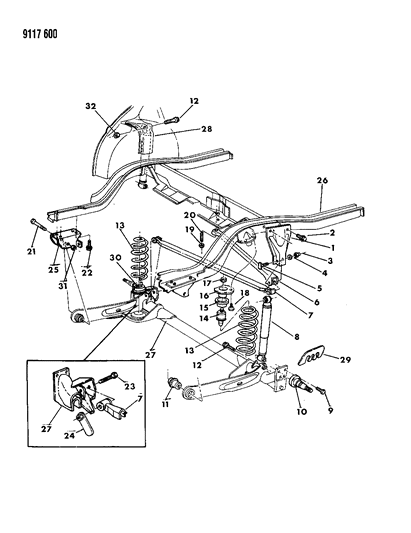 1989 Dodge Aries Suspension - Rear Diagram