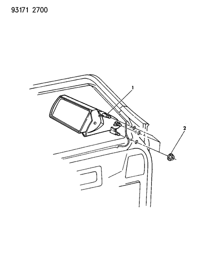 1993 Dodge Daytona Mirror - Exterior Diagram