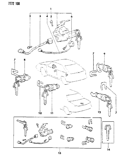 1987 Dodge Colt Lock Asm Steering Handle Diagram for MB364617