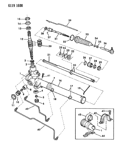 1986 Dodge Caravan Gear - Rack & Pinion, Power & Attaching Parts Diagram