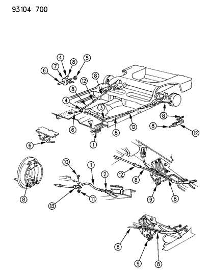 1993 Dodge Shadow Cable, Parking Brake Diagram