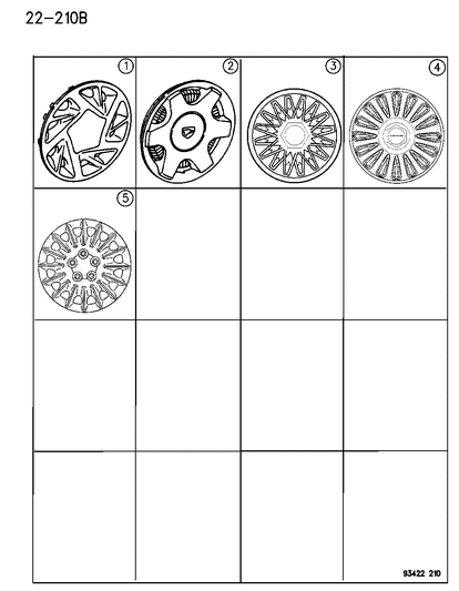 1993 Dodge Intrepid Covers, Wheel Diagram