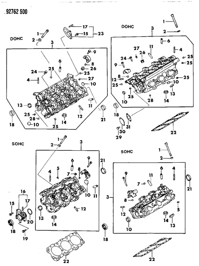 1992 Dodge Stealth Bolt-Cylinder Head Diagram for MS101354