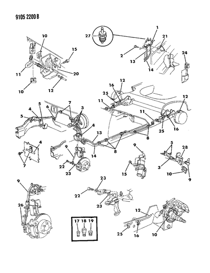 1989 Dodge Shadow Lines & Hoses, Brake Diagram