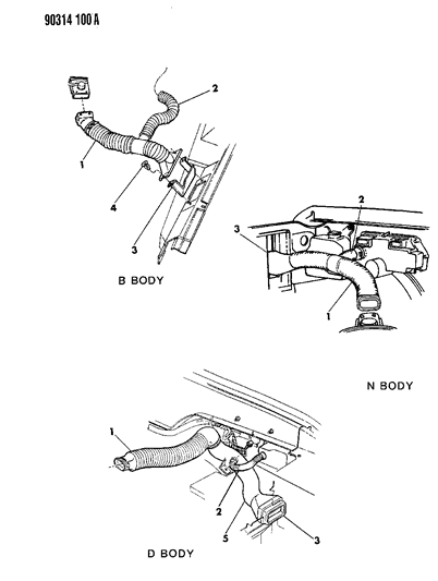 1990 Dodge Ramcharger Fresh Air Intake System Diagram