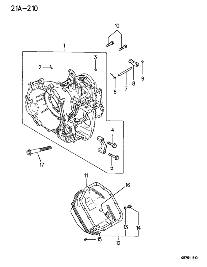 1995 Dodge Stealth Case & Oil Pan Diagram