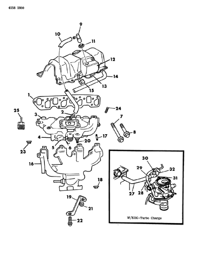 1984 Chrysler Laser Intake & Exhaust Manifold Diagram