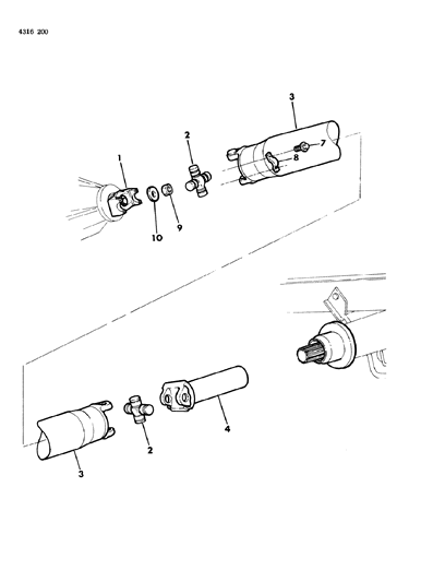 1984 Dodge Ram Wagon Propeller Shaft, Single And Universal Joint Diagram