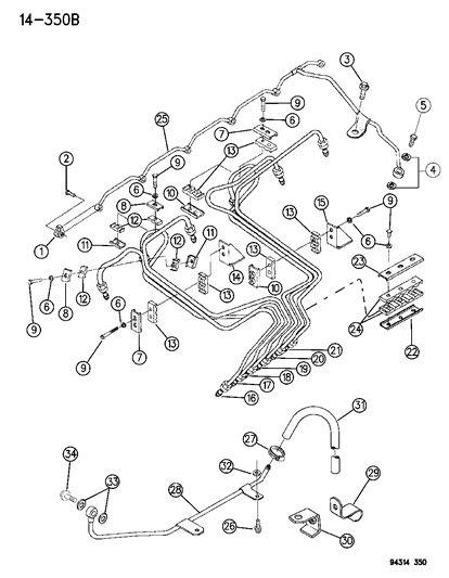 1994 Dodge Ram 3500 Tube-Fuel INJECTOR Supply Diagram for 4762036