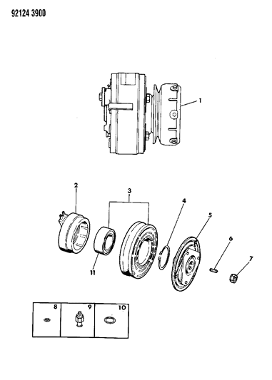 1992 Chrysler LeBaron Sedan A/C Compressor Diagram 1