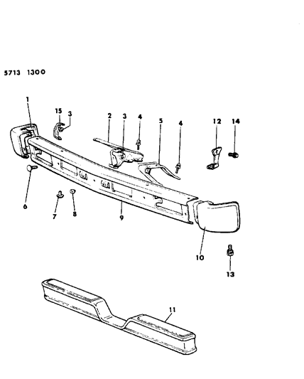 1985 Dodge Ram 50 Bumper, Front And Rear Diagram