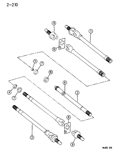 1995 Jeep Wrangler Axle Shaft Front Driver Left Side Hand Diagram for 4874307