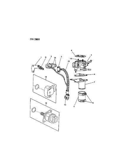 1987 Dodge Caravan Throttle Body & Adapter Diagram