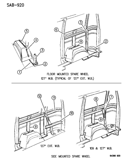 1996 Dodge Ram Wagon Supports & Channels Diagram