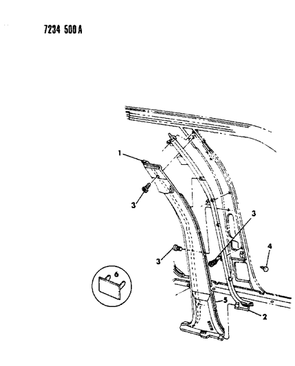 1987 Dodge 600 B-Pillar Trim Diagram