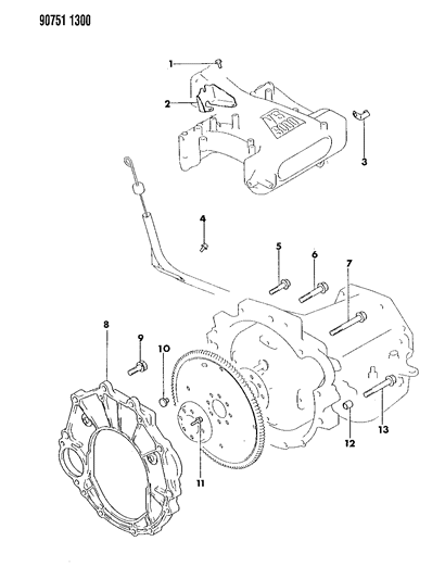 1990 Dodge Ram 50 Mounting Bolts & Brackets Diagram 1