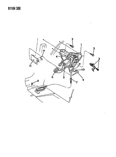 1991 Dodge Shadow Lever - Parking Brake Diagram