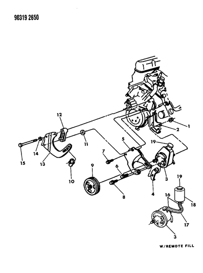 1991 Dodge D150 Pump Mounting - Power Steering Diagram 2