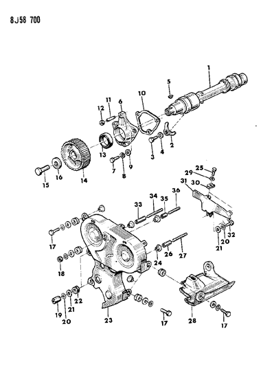 1989 Jeep Wrangler Timing Cover & Intermediate Shaft Diagram 2