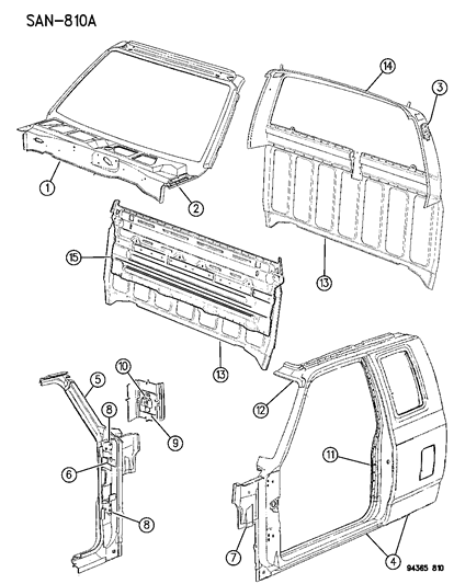 1994 Dodge Dakota Aperture Panel Bodyside Diagram