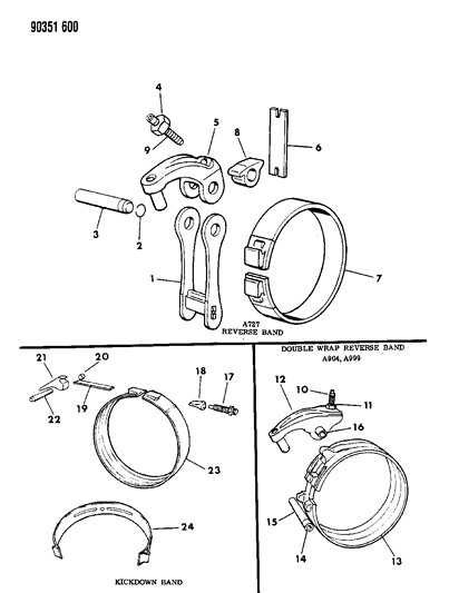 1991 Dodge W350 Bands, Reverse & Kickdown With Linkage Diagram 3