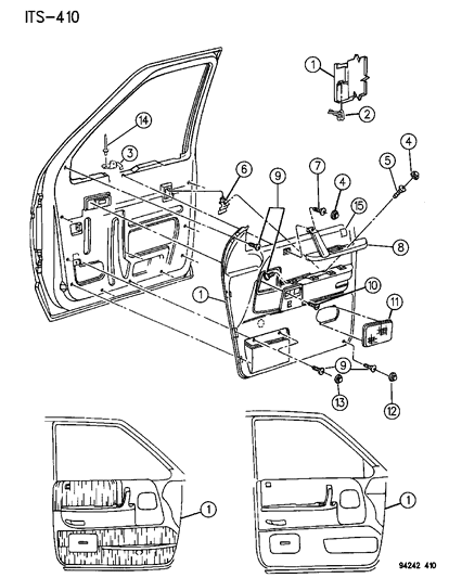 1994 Chrysler Town & Country Panel - Door Trim Front Diagram