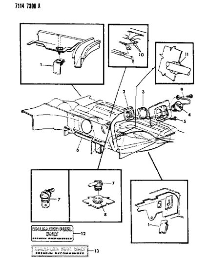 1987 Dodge Omni Fuel Tank & Filler Tube Diagram