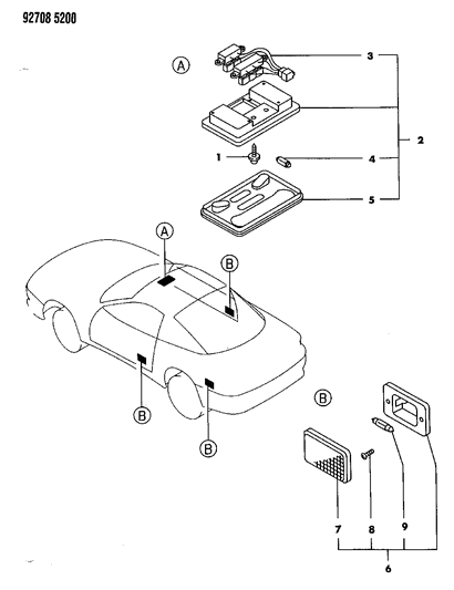 1994 Dodge Stealth Lamp - Dome Diagram
