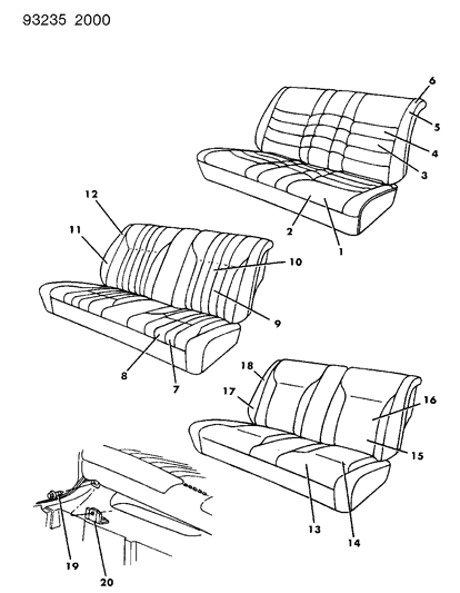 1993 Chrysler LeBaron Sedan Rear Seat Diagram 1