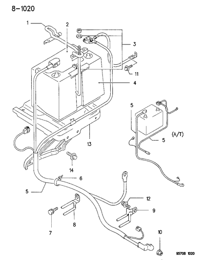 1996 Dodge Stealth Battery Trays & Cables Diagram