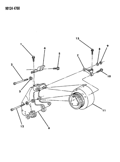 1990 Chrysler TC Maserati A/C Compressor Mounting Diagram 2