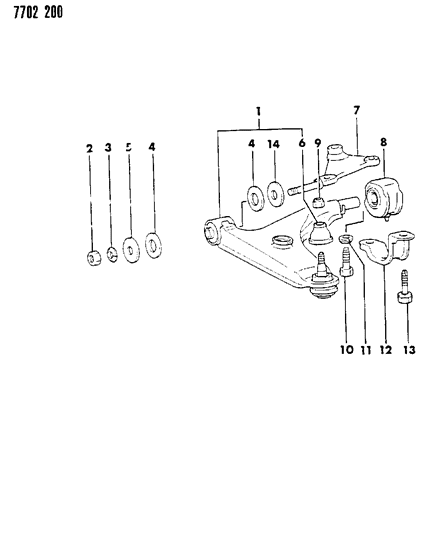 1987 Dodge Colt Arm, Lower Front Suspension Diagram