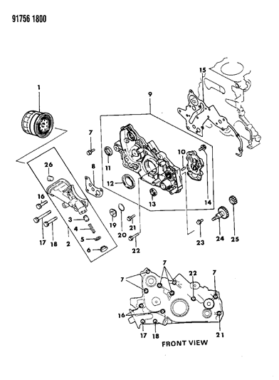 1991 Dodge Stealth Oil Pump & Filter Diagram 2