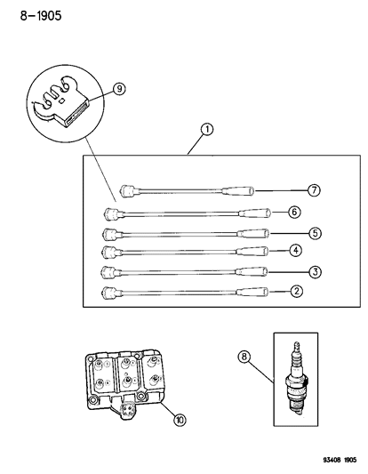 1996 Chrysler New Yorker Spark Plugs - Cables - Coils Diagram