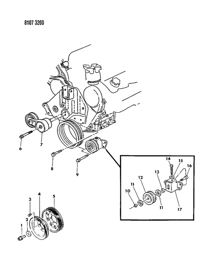 1988 Chrysler New Yorker Base Model Drive Pulleys Diagram 2
